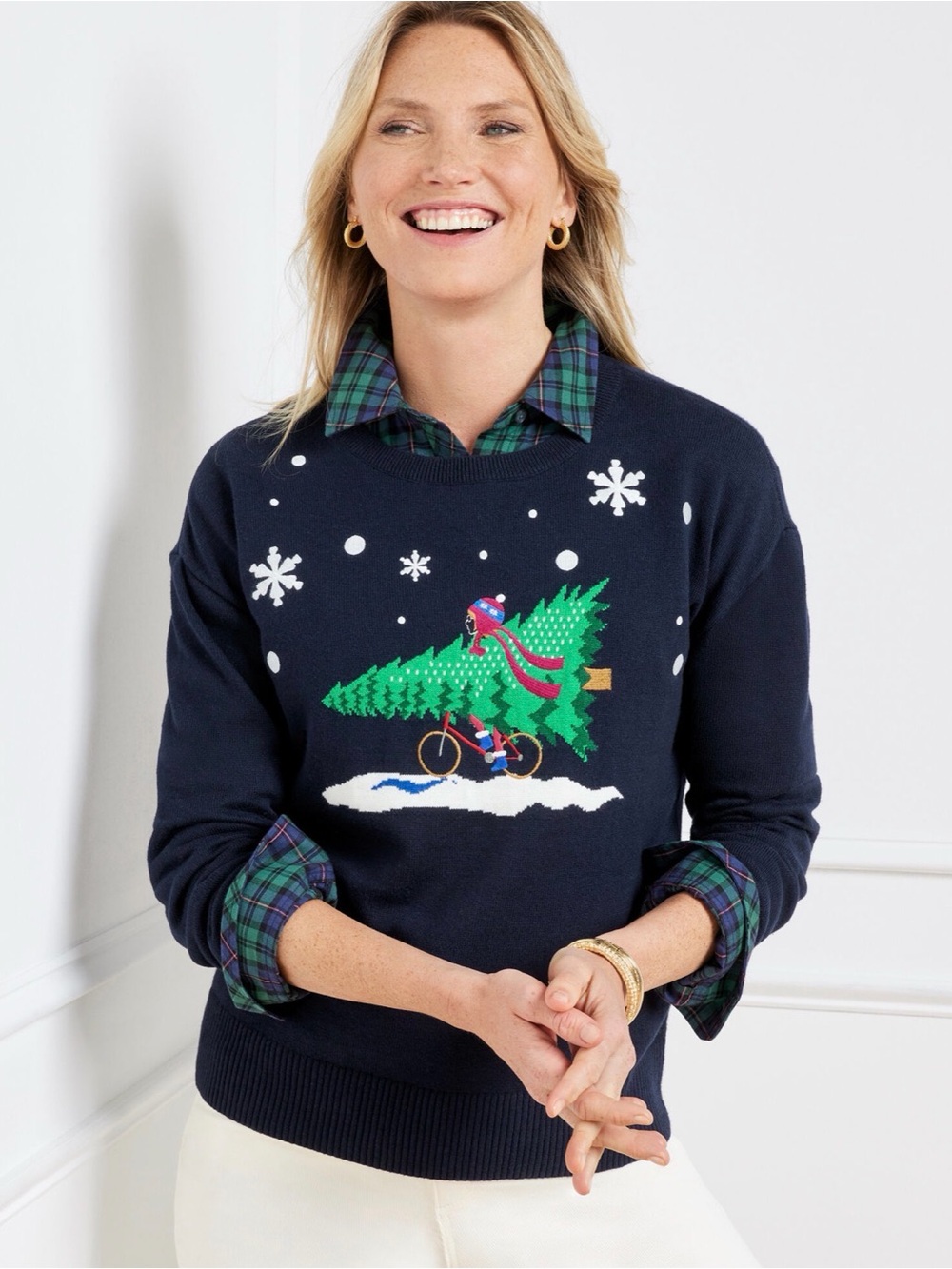 Talbots Holiday Tree Bicycle Sweater - Women